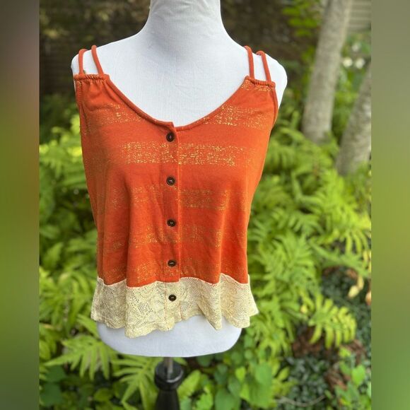 Anthropologie Daytrip Orange and Cream Camisole Top - Picture 1 of 6